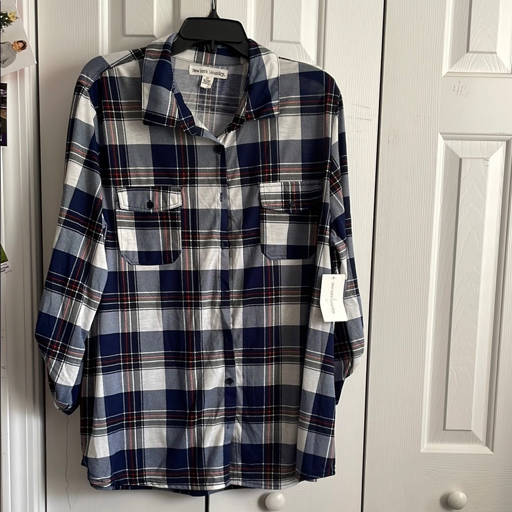 Madewell Blue Plaid Button-Up Shirt